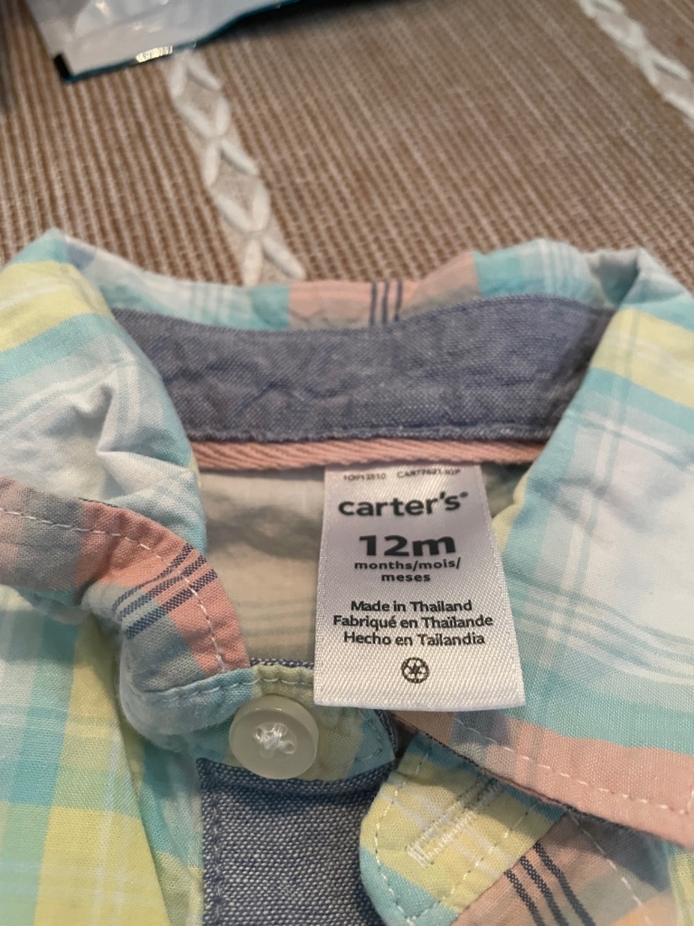 Two Plaid Button-Up Rompers - Pastel Multicolor NWOT - Picture 2 of 3